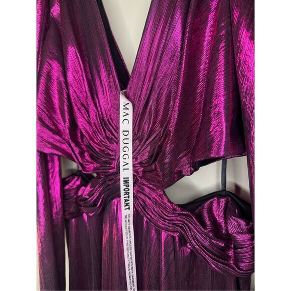NWT IEENA For Mac Duggal Princess Sleeve Metallic Cut Out Gown Style 27060 Size - Picture 14 of 14